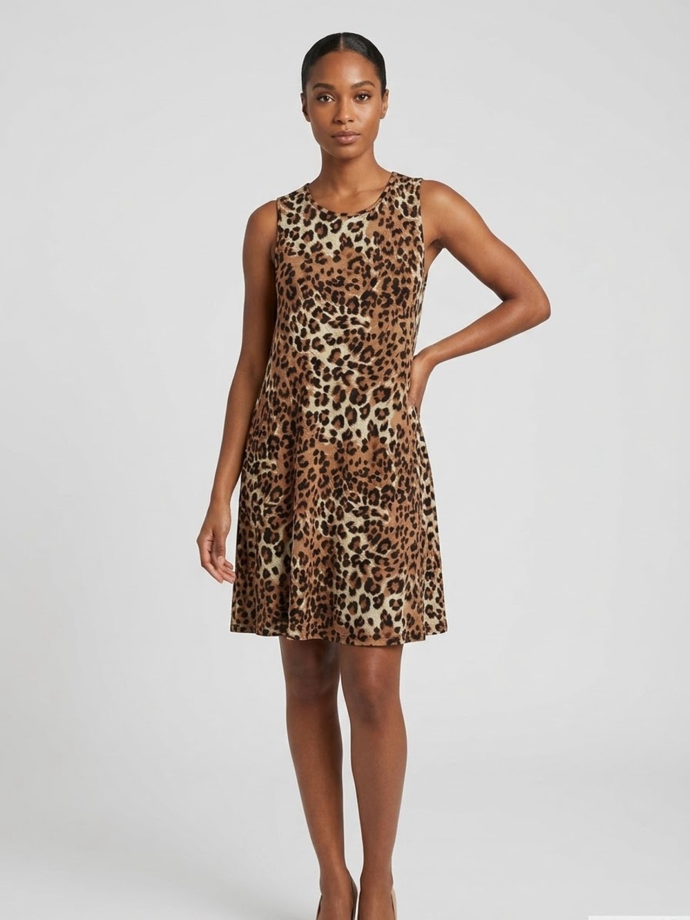 Leopard Print Sleeveless Mini Dress